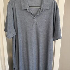 Travis Mathew Heathered Gray blue Polo Shirt